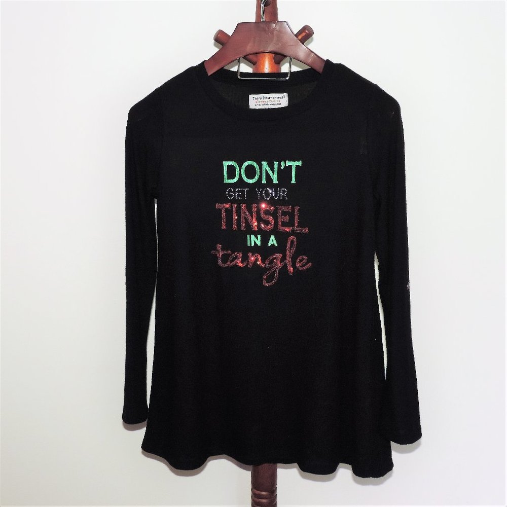 Tiara International black a-line/tunic pullover "Ugly" Christmas sweater